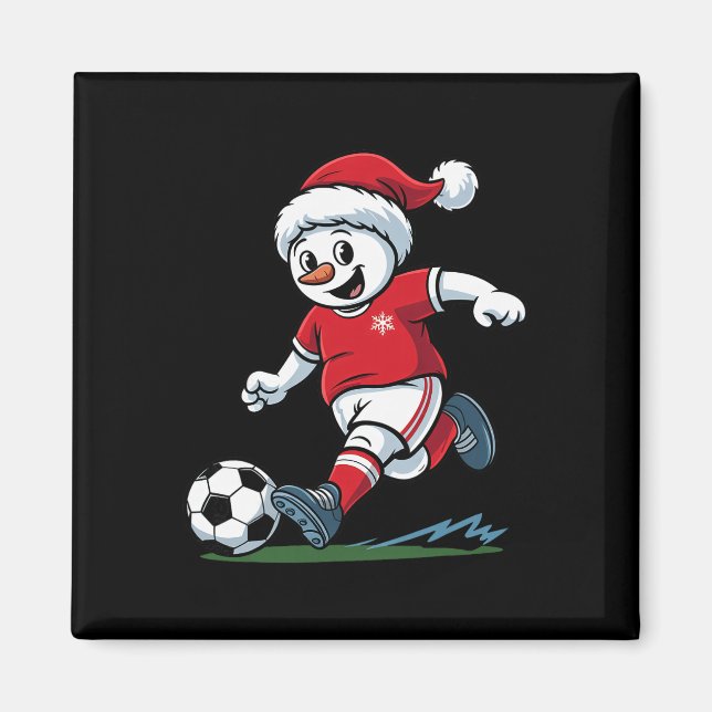 Christmas Snowman Playing Soccer Funny Player Todd Magnet (Front)
