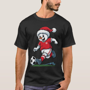 Christmas Snowman Playing Soccer Funny Player Todd T-Shirt