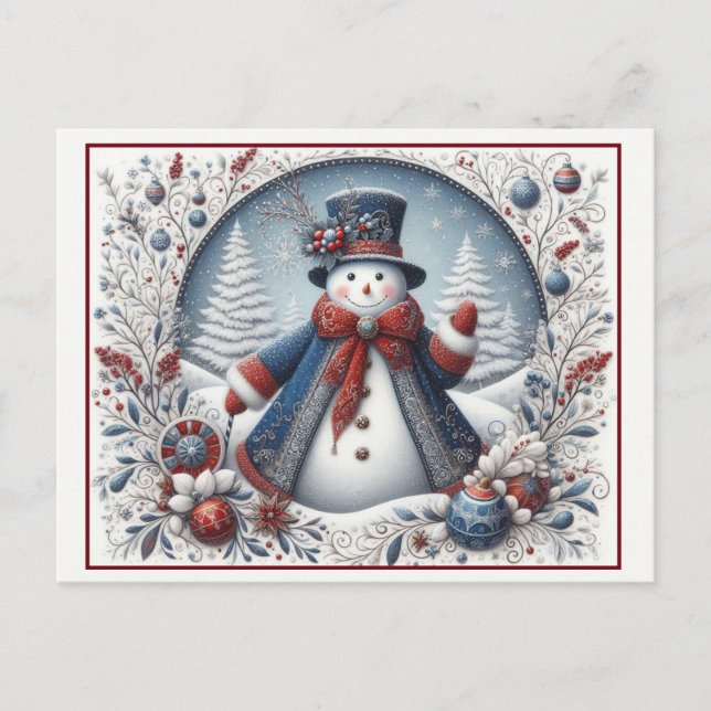 Christmas Snowman Postcard (Front)