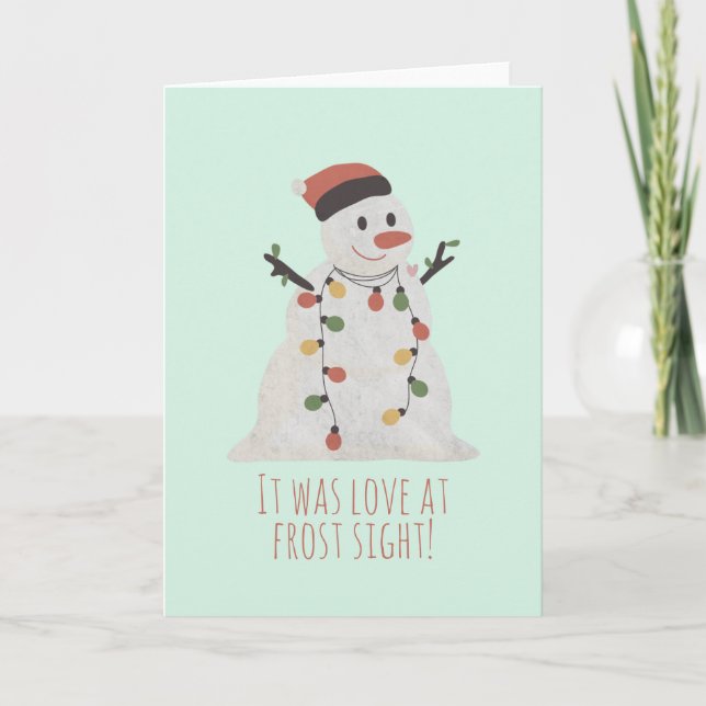 Christmas Snowman Pun: Love at First Sight Card (Front)