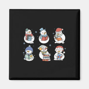 Christmas Snowman Reading Book Xmas Gifts Bookish  Magnet