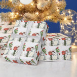 Christmas Snowman Red Mailbox  Wrapping Paper<br><div class="desc">Pretty wrapping paper created from a vintage Christmas greeting card. Cute Snowman wearing a green,  red and white striped winter hat is sending his Christmas greeting cards.</div>