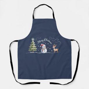 Christmas Snowman Reindeer Xmas Tree Winter Apron