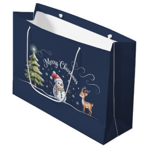 Christmas Snowman Reindeer Xmas Tree Winter Large Gift Bag
