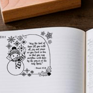 Christmas Snowman Romans 15:13 Christian Holiday Rubber Stamp