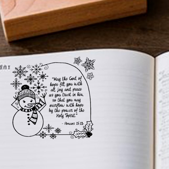 Christmas Snowman Romans 15:13 Christian Holiday Rubber Stamp (Creator Uploaded)