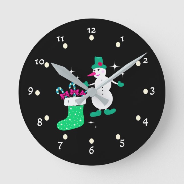 Christmas snowman  round clock (Front)