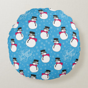 Christmas snowman round cushion