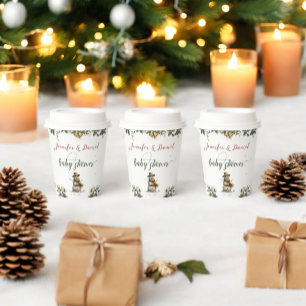 Christmas Snowman Santa Baby Winter Baby Shower Paper Cups
