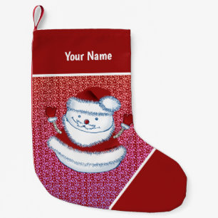 Christmas Snowman Santa  Small Christmas Stocking