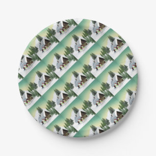 Christmas Snowman Scene Paper Plate