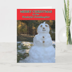 Christmas Snowman Seashell Granddaughter Card