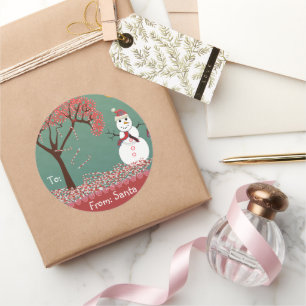 Christmas Snowman Shown Green But You Choose Colou Classic Round Sticker