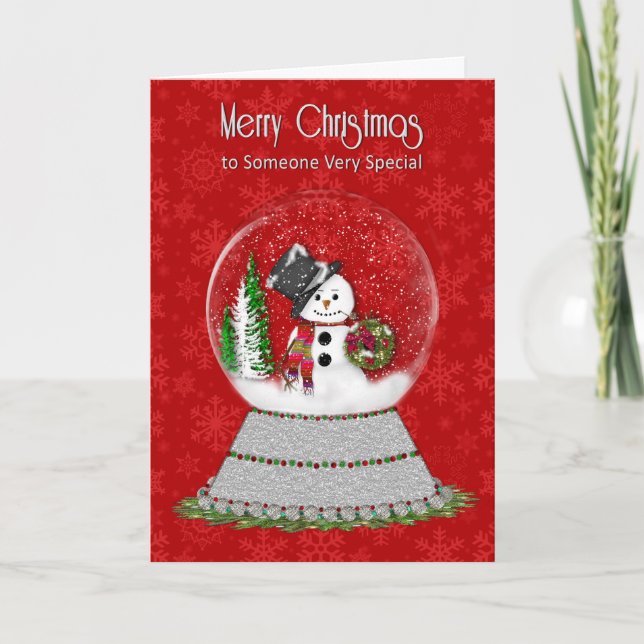 Christmas Snowman Snow-Globe,  Someone Specil Card (Front)