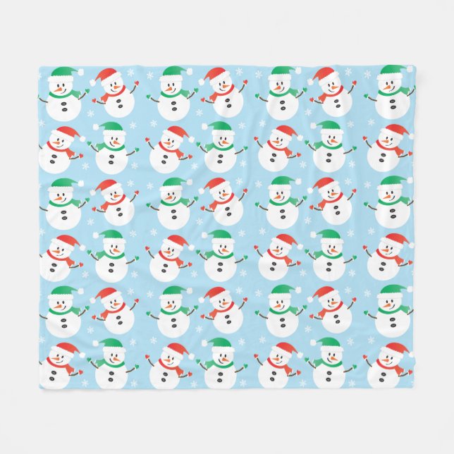 Christmas Snowman Snowflake Pattern Fleece Blanket (Front (Horizontal))