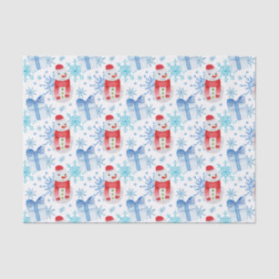 Christmas Snowman, Snowflakes and Gift Boxes Tissue Paper