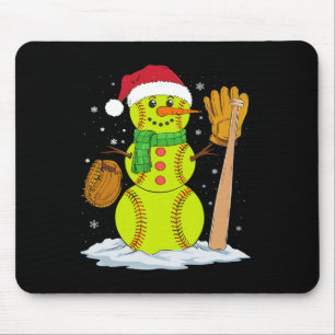 Christmas Snowman Softball Pitcher Boys Kids Teens Mouse Pad