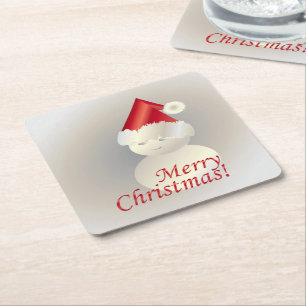 Christmas Snowman Square Paper Coaster