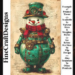 Christmas Snowman Steampunk Vibe BK9 Decoupage<br><div class="desc">🖤 Christmas Snowman Steampunk Vibe Decoupage Tissue Paper. Add a steampunk twist to your holiday creations with this quirky snowman design with an illegible script background. Perfect for decoupage, mixed media, and gift wrapping, this tissue paper features a mechanical snowman decked out in festive gear (literally!). With gears, bolts, and...</div>