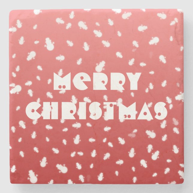 Christmas Snowman Stone Coaster (Front)
