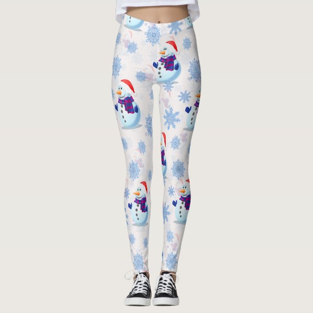 Christmas Snowman Surface Pattern  Leggings (Front)
