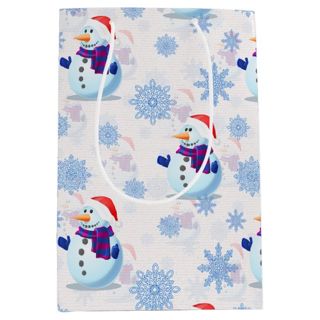 Christmas Snowman Surface Pattern  Medium Gift Bag (Front)