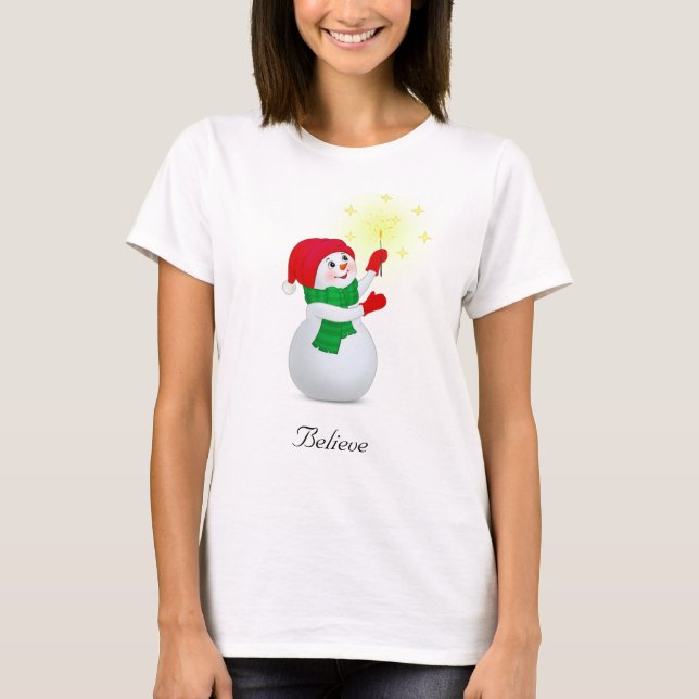 Christmas Snowman  T-Shirt (Front)