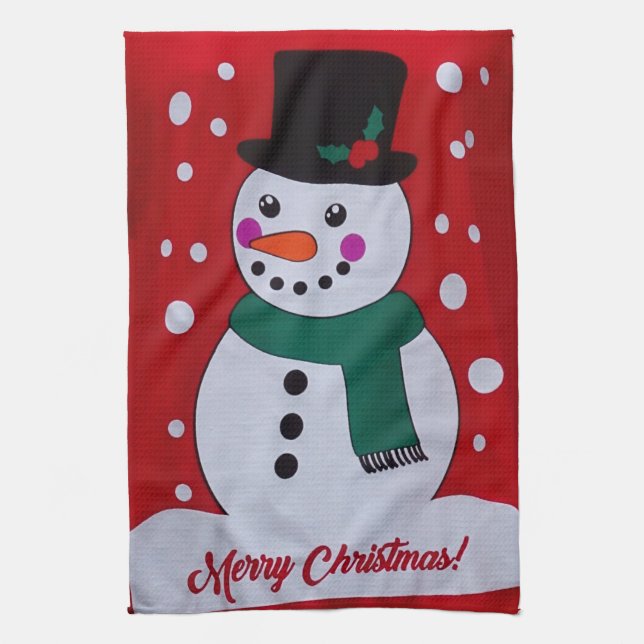 Christmas Snowman Tea Towel (Vertical)