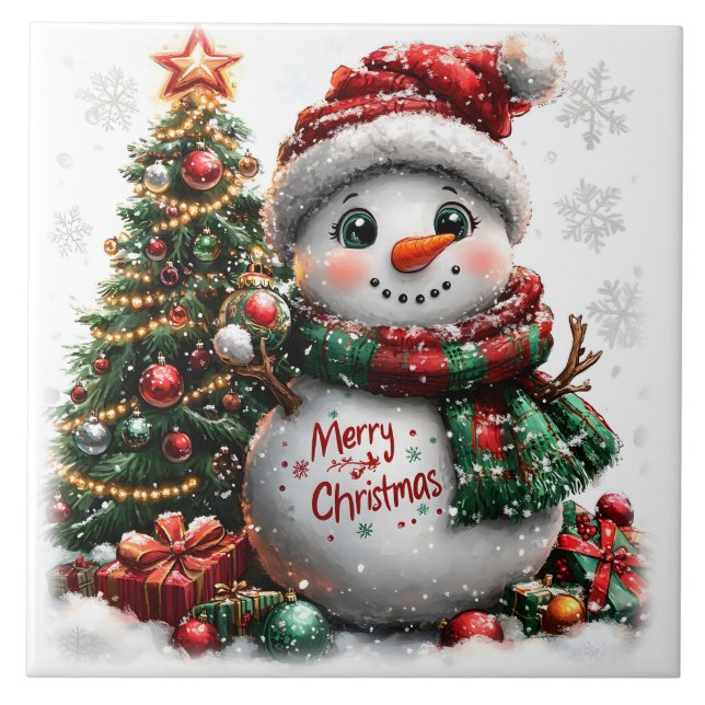 Christmas Snowman Tile (Front)
