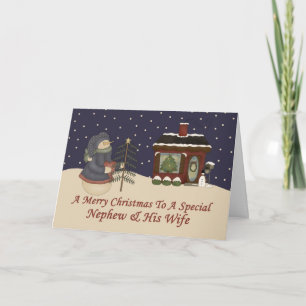 Christmas Snowman To A Special Nephew & Wife Holiday Card