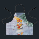 Christmas snowman walking apron<br><div class="desc">christmas snowman doll man, 
fun painting celebrate love , 
funny cheerful drawn snowflake, 
vintage scarf forest cute, 
cartoon drawing art merry , 
new white season snow, 
celebration happy illustration , 
winter holiday santa year, 
tree house hat, 
doll christmas snowman man, </div>