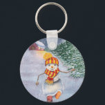 Christmas snowman walking key ring<br><div class="desc">christmas snowman doll man, 
fun painting celebrate love , 
funny cheerful drawn snowflake, 
vintage scarf forest cute, 
cartoon drawing art merry , 
new white season snow, 
celebration happy illustration , 
winter holiday santa year, 
tree house hat, 
doll christmas snowman man, </div>