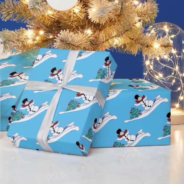 Christmas Snowman Watercolor Design Wrapping Paper (Holidays)