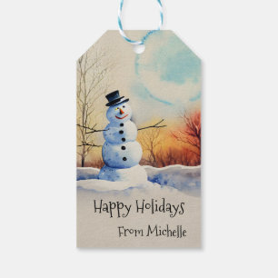 Christmas Snowman Winter Landscape  Gift Tags