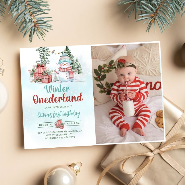 Christmas Snowman Winter Onederland 1st Birthday Invitation (Creator Uploaded)