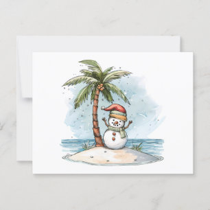 Christmas - Snowman with Christmas Hat tropical  Postcard