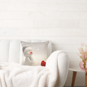 Christmas Snowman with Heartwarming Love Cushion