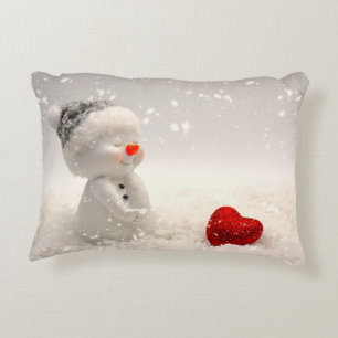 Christmas Snowman with Heartwarming Love Decorative Cushion