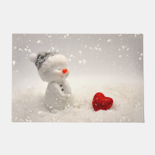 Christmas Snowman with Heartwarming Love Doormat