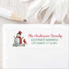 Christmas Snowman with Red Cardinal Return Address