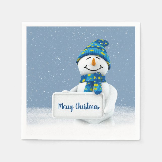 Christmas Snowman with Sign Napkin (Front)