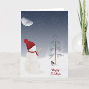 Christmas Snowman with star Holiday Card
