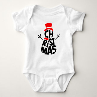Christmas Snowman Word Art Baby Bodysuit