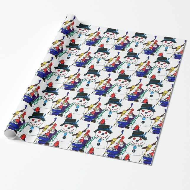 CHRISTMAS SNOWMAN wrapping paper (Unrolled)
