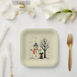 Christmas Snowman Xmas Dog Winter Paper Plate<br><div class="desc">Christmas Snowman Xmas Dog Winter</div>