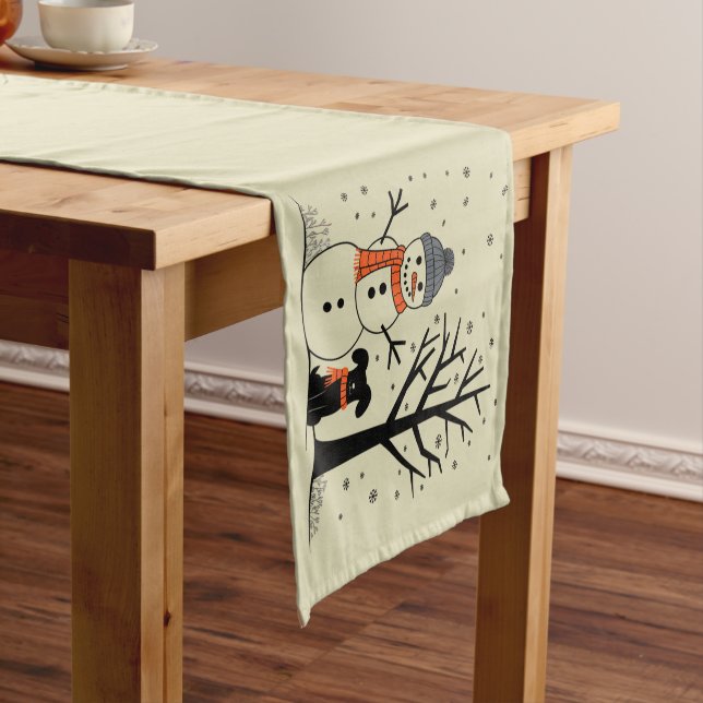 Christmas Snowman Xmas Dog Winter Short Table Runner (In Situ)