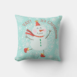 Christmas Snowman YAY It's Christmas Cute Cushion