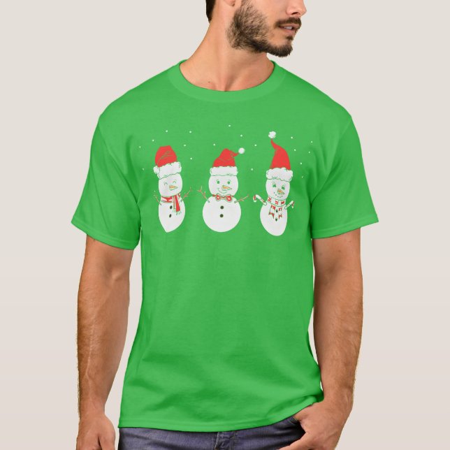 Christmas Snowmans Christmasree Hood vintage T-Shirt (Front)