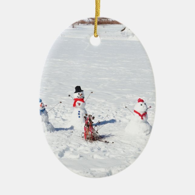 Christmas Snowmen Ceramic Tree Decoration (Front)