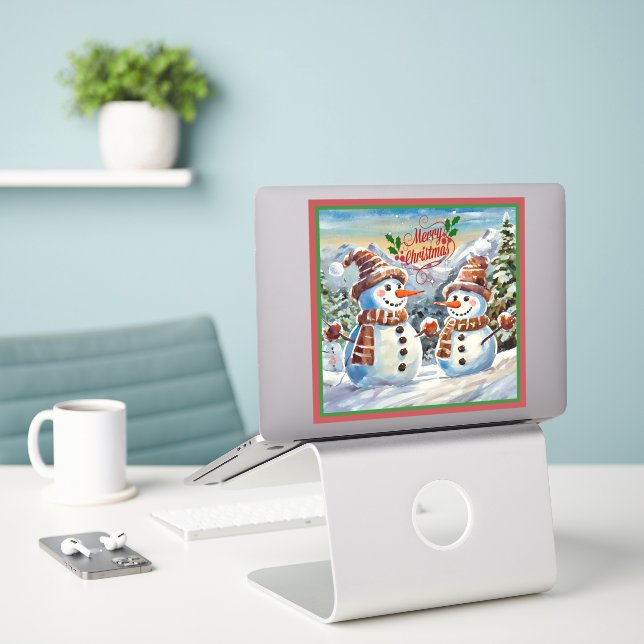 Christmas Snowmen, Merry Christmas, (Laptop On Desk)